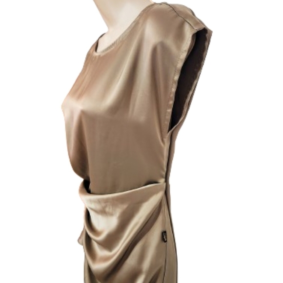 Dolce Viva Green Satin Wrap Dress Sleeveless Medium - Picture 6 of 12